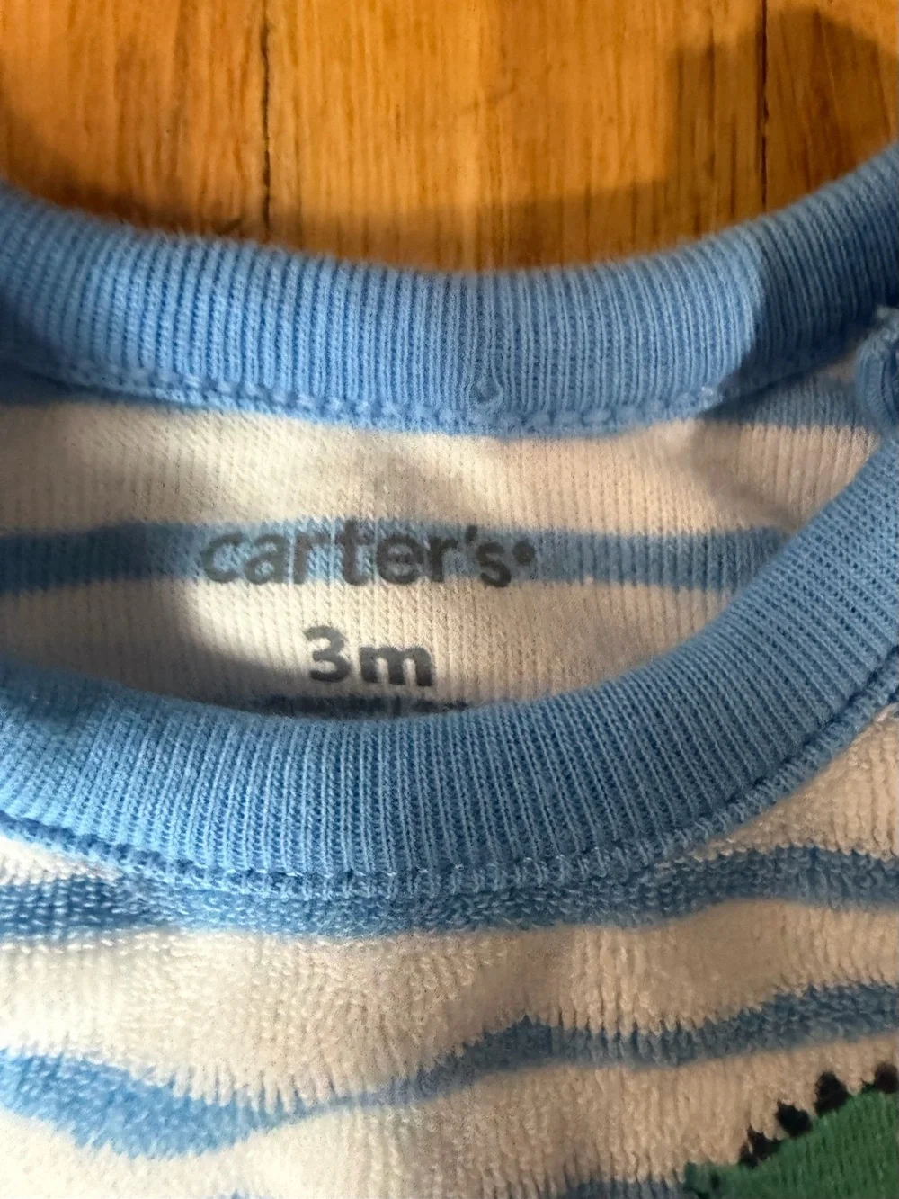 Carter's 3M Blue and White Striped Terry cloth tank romper